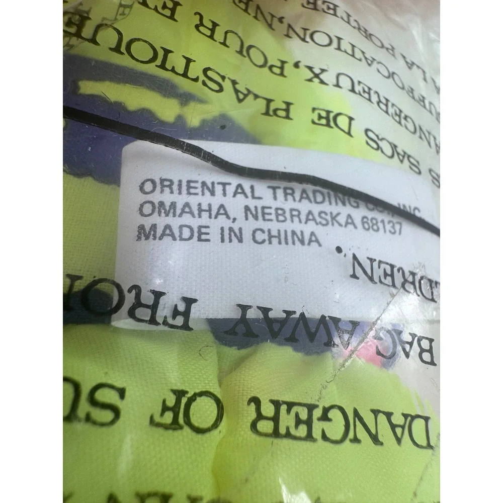 Oriental Trading Plush Elephant Unisex 8in Neon Yellow Pink Nylon Parachute‎ New